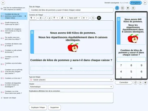 Interface de création d'activités