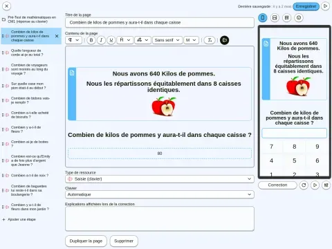 Interface de création d'activités