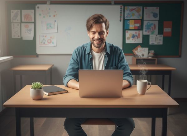 Enseignant détendu, organisé